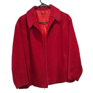 Monte-Sano & Pruzan~Women VTG 60s Red Swing Coat~NY Couture~Open Front~ONE SIZE